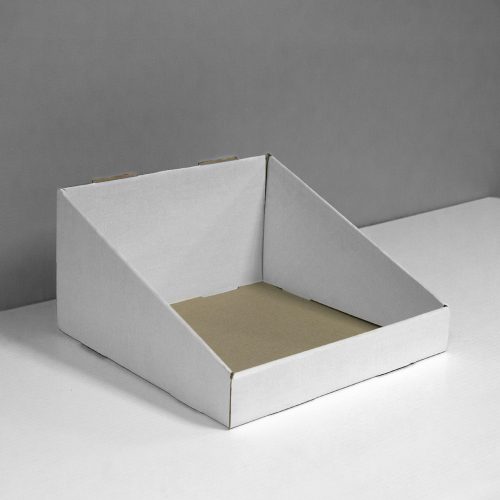 Présentoir de comptoir en carton ondulé de forme carré - BLANC