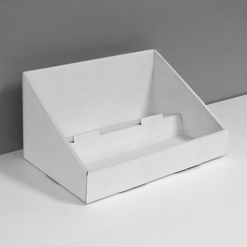 Présentoir de comptoir en carton avec 2 étages/tablettes - blanc