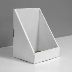 Petit présentoir de comptoir en carton, haut  - blanc
