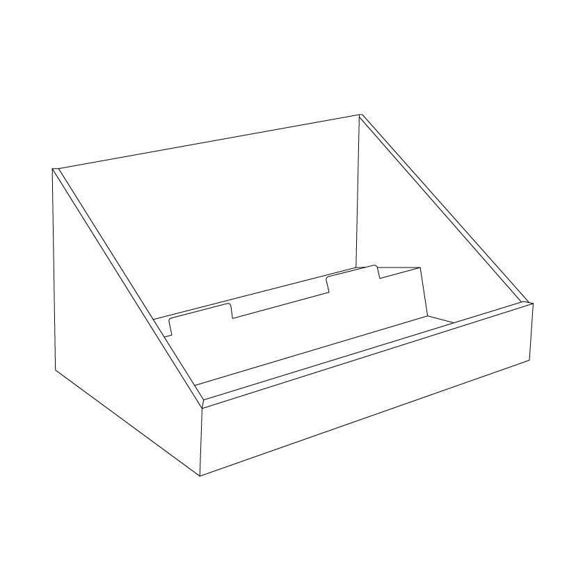 Cardboard counter display with 2 steps/shelves - Outline