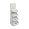 Cardboard floor display with header and 4 trays as shelves (small version) - white