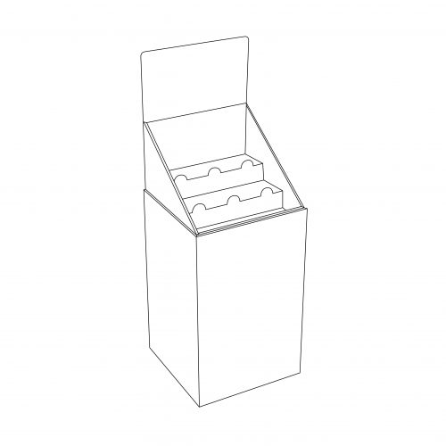 Cardboard display Dump Bin with header and tray with 2 shelves - outline