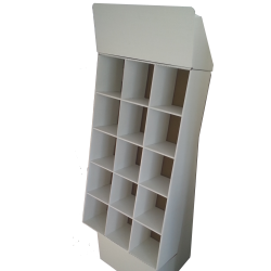 Cardboard floor display with header and shelves - white