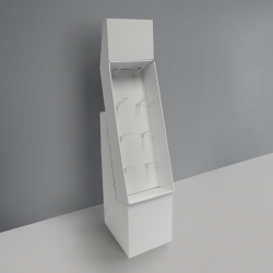Cardboard floor display with header and pegs - white