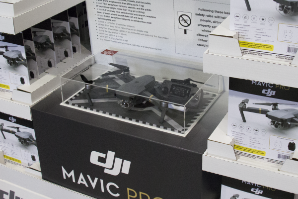 DJI customized display - demo of DJI MAVIC drone pallet