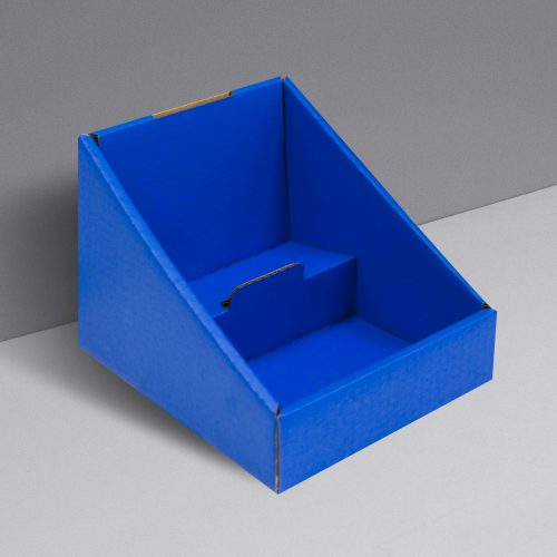 Small Cardboard counter display with 2 shelves/levels - blue