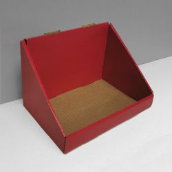 Présentoir de comptoir en carton, rectangulaire, en-tête amovible - rouge
