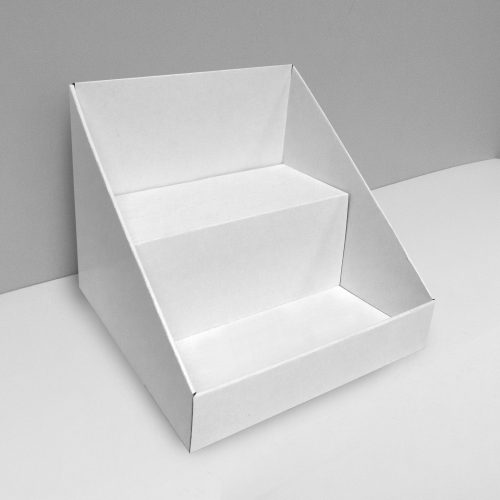 Présentoir de comptoir en carton avec 2 étages, personnalisable - blanc