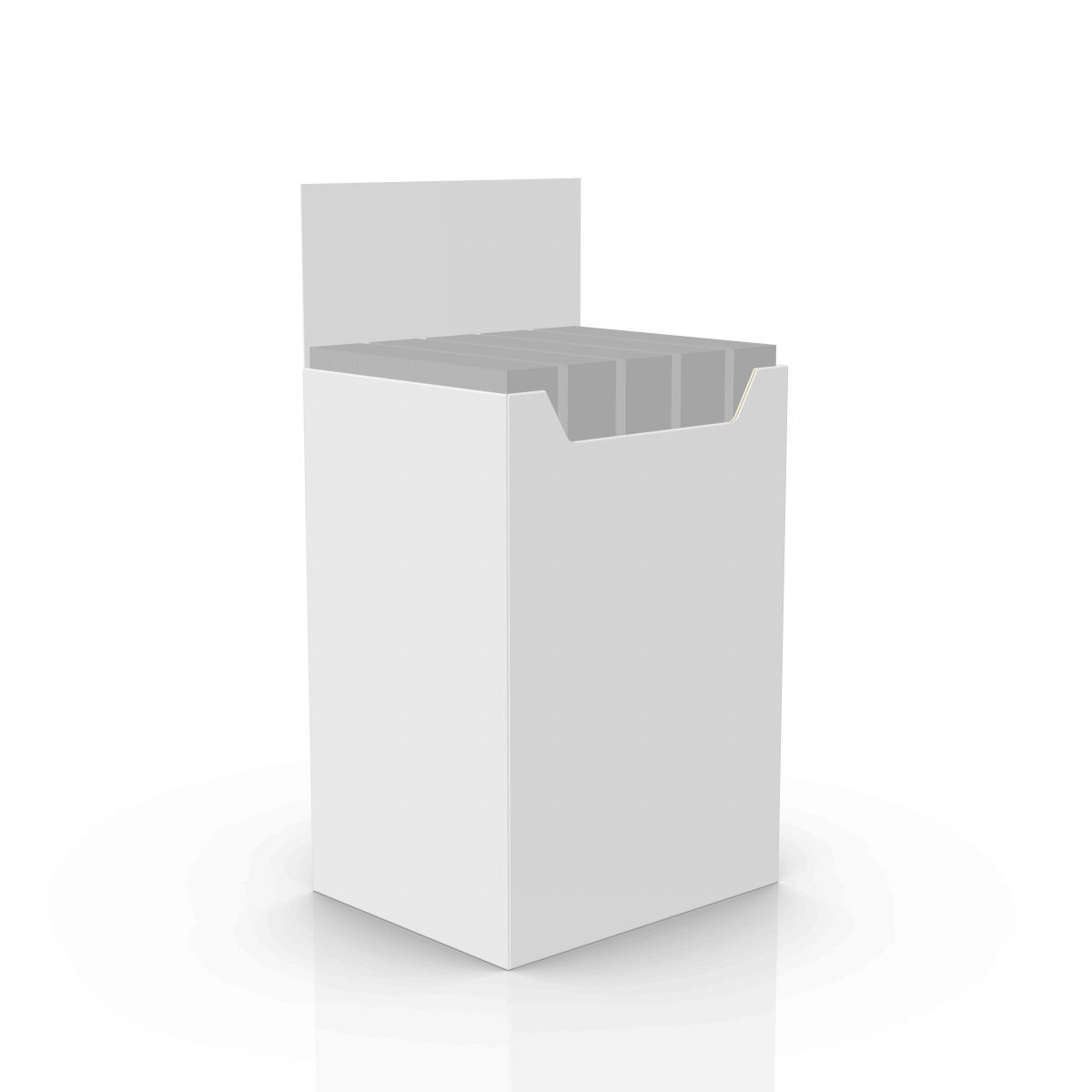 Présentoir de plancher en carton, dump bin (benne), avec en-tête - visuel 3d avec produits