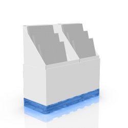 Cardboard display half pallet dump bin with 2 trays inside and a blocker in-between trays - 3d