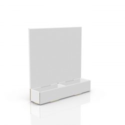 Présentoir de comptoir en carton avec en-tête et 2 compartiments - 3d