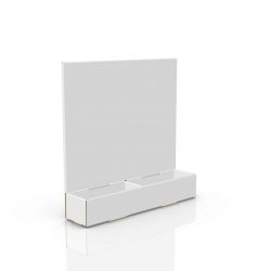 Cardboard counter display with header and 2 compartments - 3d