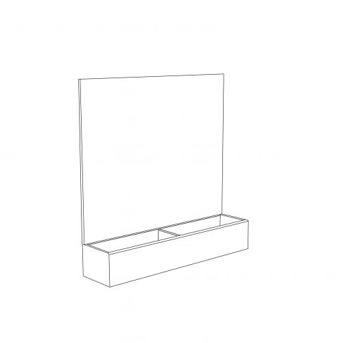 Cardboard counter display with header and 2 compartments - outline