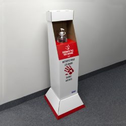 Printed Custom Cardboard Floor display with coroplast insert for a sanitizer distributor - Covid-19 - photo
