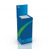 Custom coroplast dumpbin with header and a hole at the top, placed on a kicker - your logo artwork