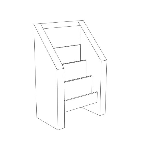 Custom cardboard library with 3 pockets as shelves, custom design - outline