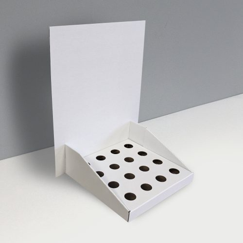 7913 - Cardboard counter display with custom inserts for small bottles and header - picture
